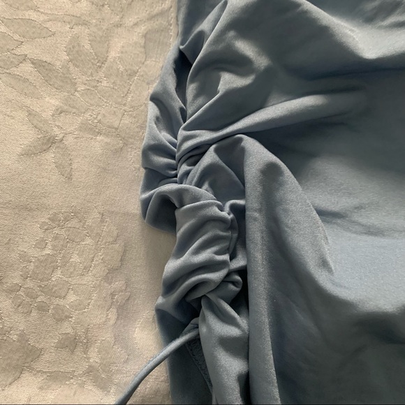 Steel Blue One Shoulder Ruched Side Swimsuit - Picture 4 of 5